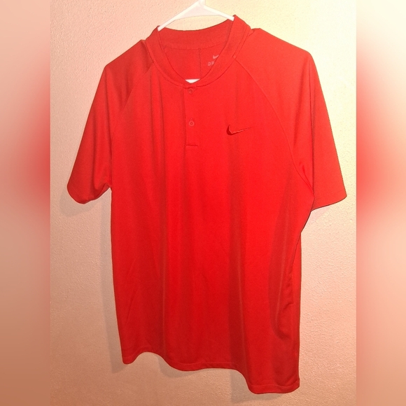 Nike Golf Dri-FIT Red/Orange 1/4 Button Pullover Short Sleeve Top L - Picture 1 of 6